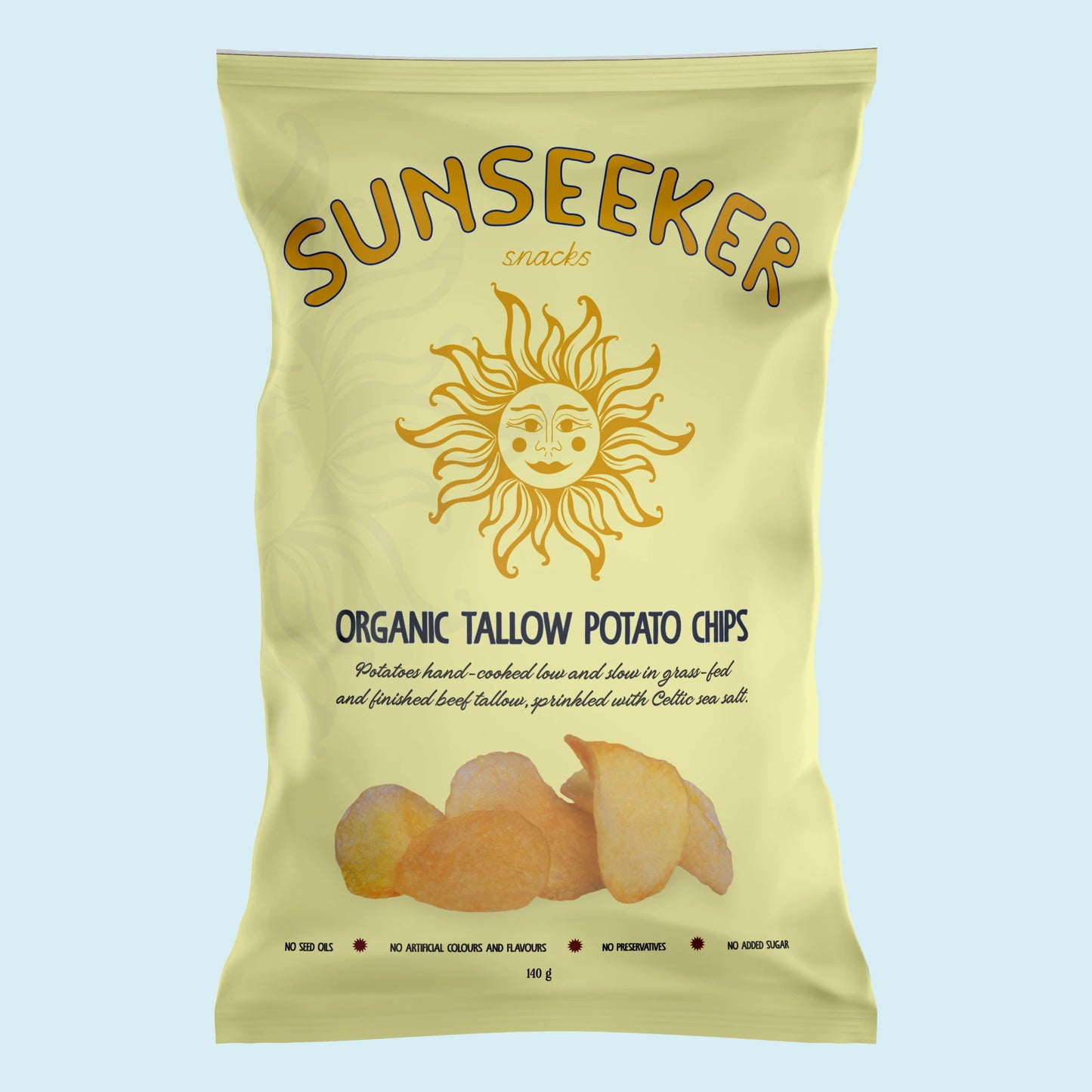 Organic 100% Grass-Fed Beef Tallow Potato Chips sprinkled with Celtic Sea Salt