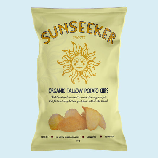 Organic 100% Grass-Fed Beef Tallow Potato Chips sprinkled with Celtic Sea Salt